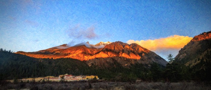 Mountains in Sichuan, Asia at sunset