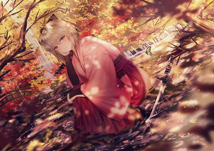 Okita Souji from Fate/Grand Order in Autumn