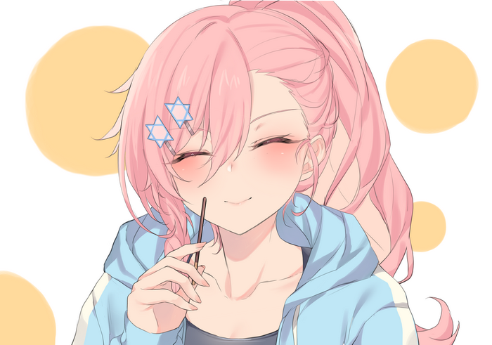 Negev from Girls Frontline eating a chocolate stick