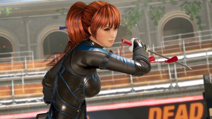 Kasumi from Dead or Alive 6 holding a sword