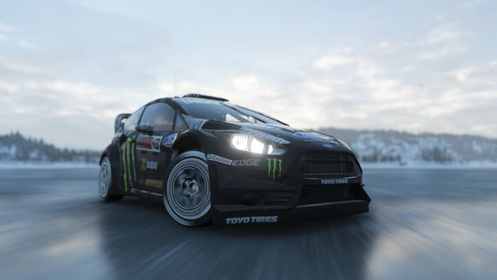 Ford Fiesta RS WRC rally car on ice