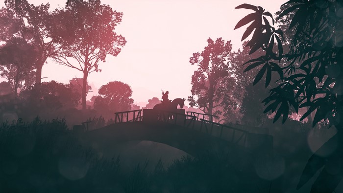 Geralt from The Witcher 3: Wild Hunt on a bridge