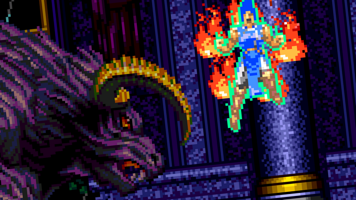 Richter Belmont from Castlevania: Rondo of Blood fighting a demon