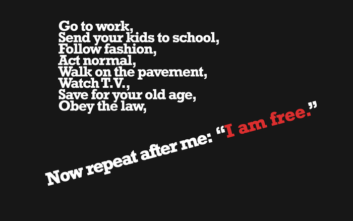 List of instructions and a quote about freedom