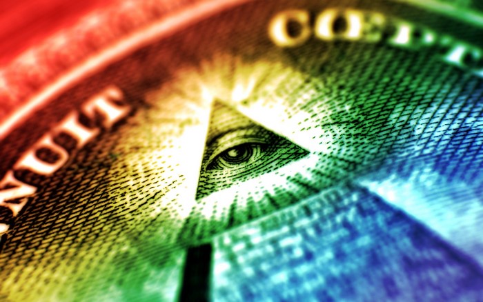All-Seeing Eye on Rainbow Dollar Bill