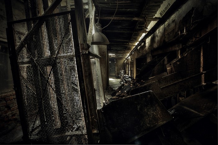 Abandoned factory corridor in Poland