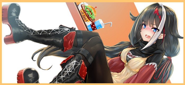 Deutschland from Azur Lane with food