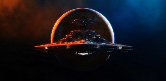 Star Destroyer in front of a planet, Star Wars