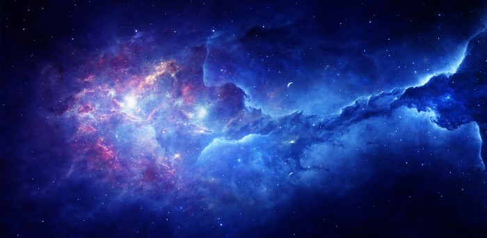Vibrant nebula with stars and planets in deep space