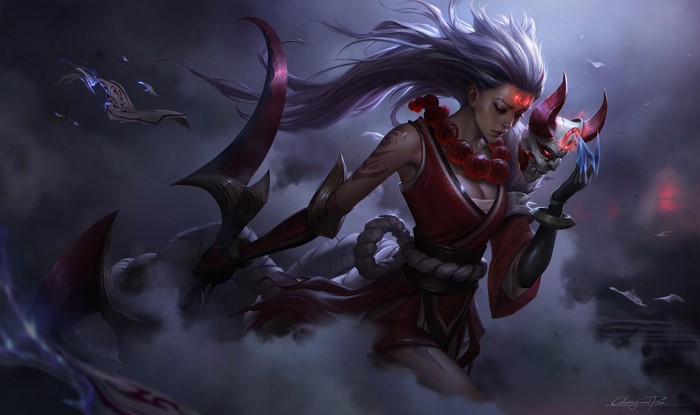 Diana from League of Legends with a mask