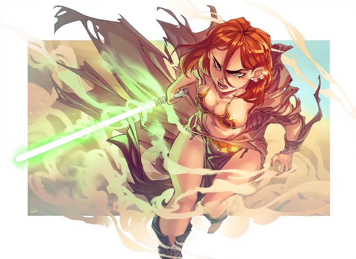 Anime girl with lightsaber from Star Wars