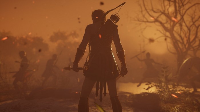 Kassandra from Assassin's Creed Odyssey with bow and arrows