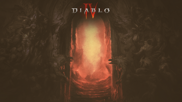 Diablo IV logo with demonic imagery
