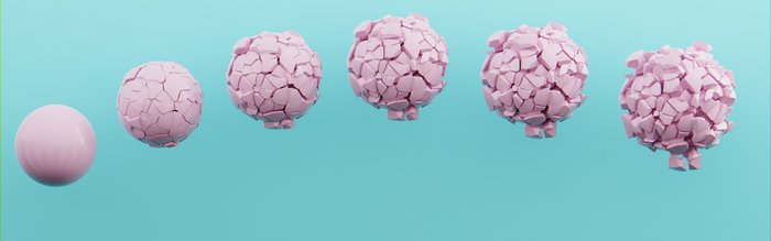 Pink sphere breaking apart