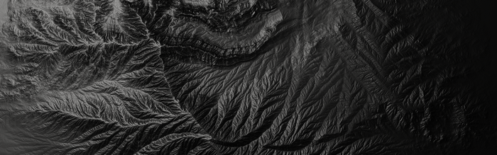 Dark eroded mountain landscape