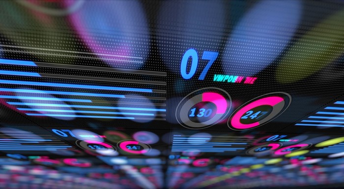 Digital HUD with graphs and numbers