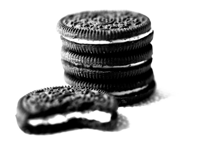 Stack of Oreos with one cookie in front