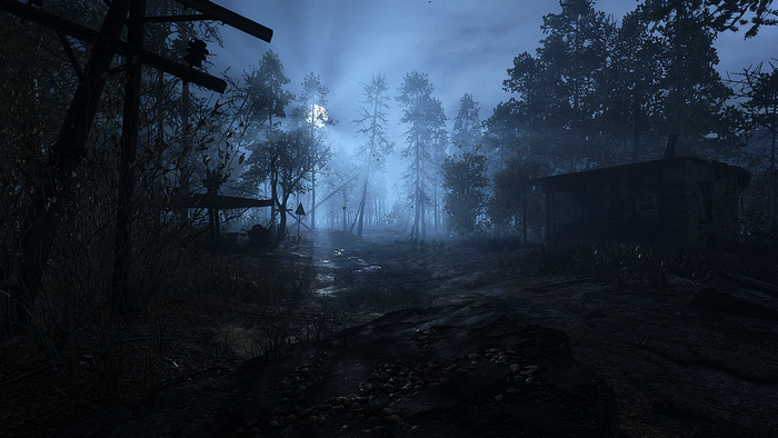 Artyom from Metro Exodus in a foggy forest