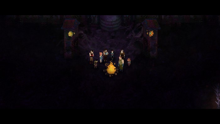 Children of Morta characters around a campfire