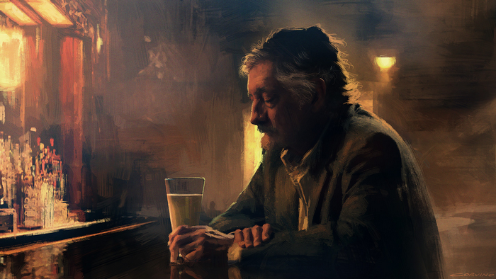 Man drinking at a bar by Francesco Corvino