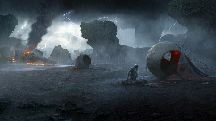 Science fiction planet artwork by Vladimir Manyukhin