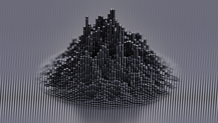 Dark 3D Abstract Landscape with Cubes