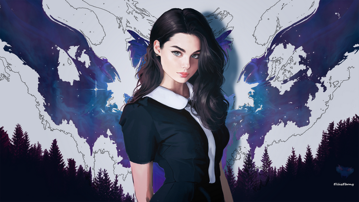 Bogdana Kadritskaya portrait with cosmic background