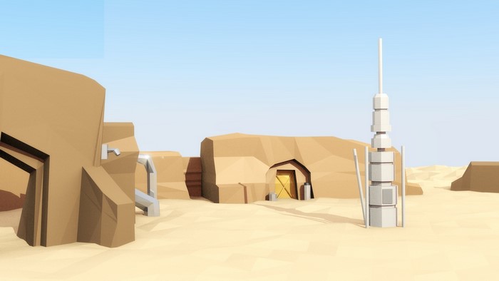 Star Wars Tatooine low poly desert landscape