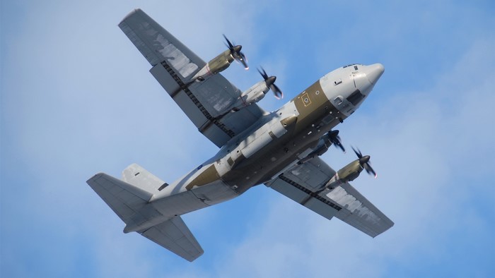 Lockheed C-130 Hercules aircraft flying in the sky