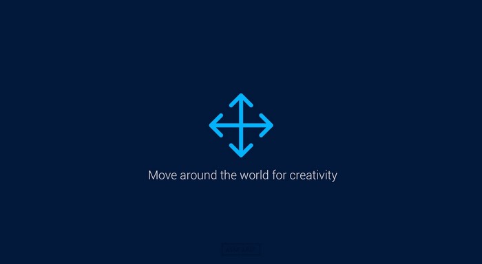 Blue directional arrows icon with text