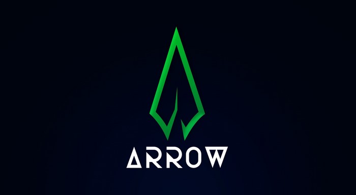 Arrow logo with green symbol and text