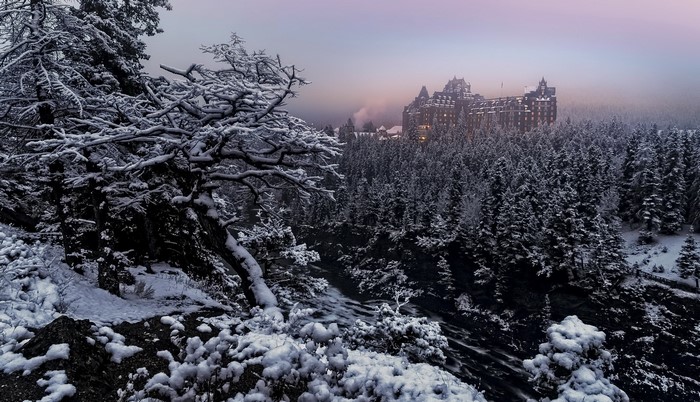 Fairmont Banff Springs Hotel in winter, Banff, Canada