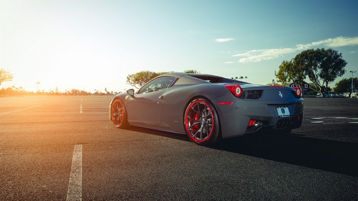 Gray Ferrari 458 Italia parked in a lot