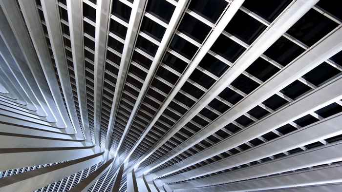 Abstract architectural pattern of a modern building ceiling