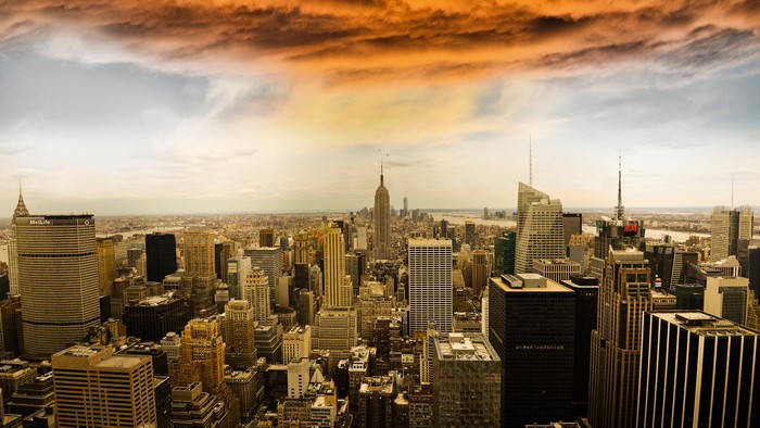 New York City Skyline with Empire State Building and Clouds