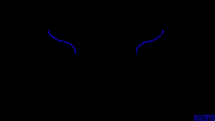 Two blue curved lines on black background