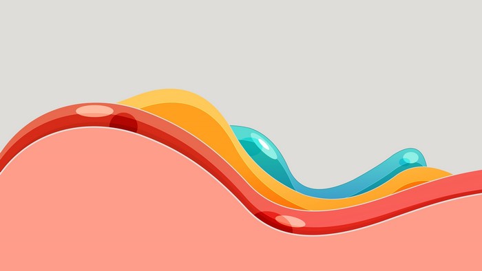 Abstract colorful waves on a light gray background
