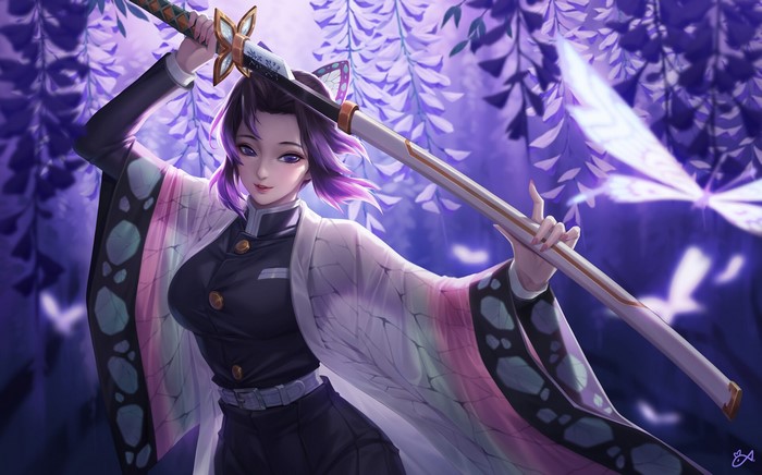 Kochou Shinobu from Kimetsu no Yaiba with Katana