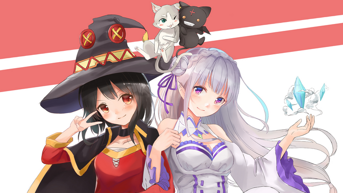 Megumin and Emilia from Re:Zero and KonoSuba