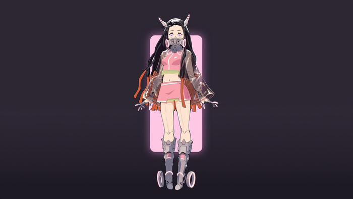 Kamado Nezuko from Kimetsu no Yaiba, Cyberpunk Fan Art