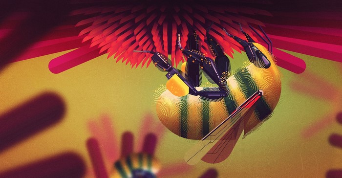 Stylized bee on a flower