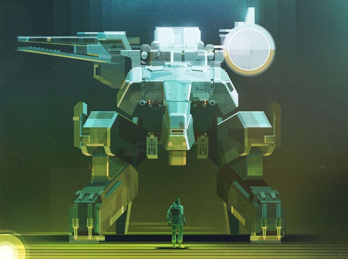 Metal Gear REX from Metal Gear Solid with a soldier