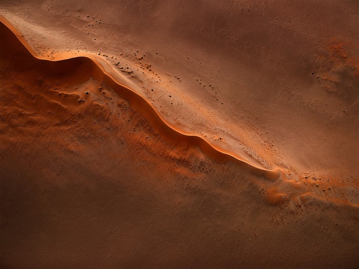 Aerial view of sand dunes in a desert