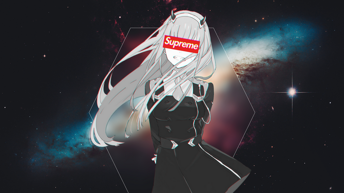 Zero Two with Supreme Logo in Space