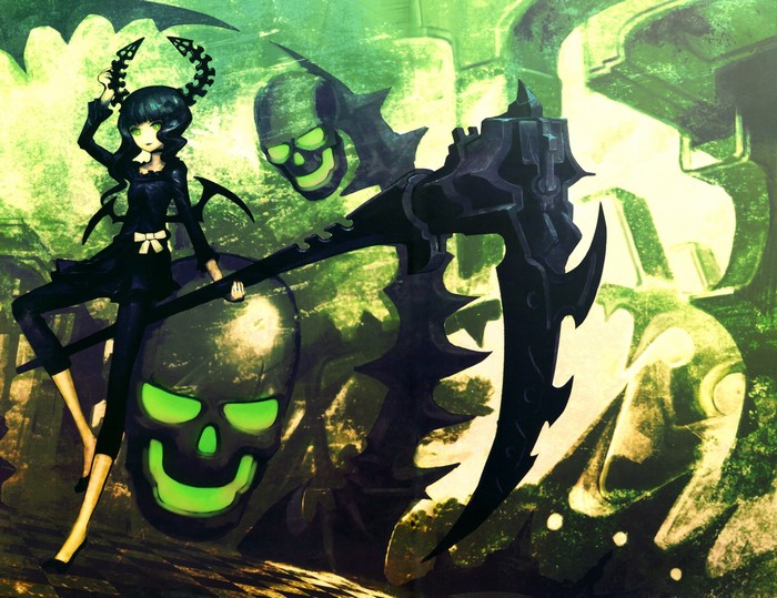 Dead Master from Black Rock Shooter with scythe and skulls