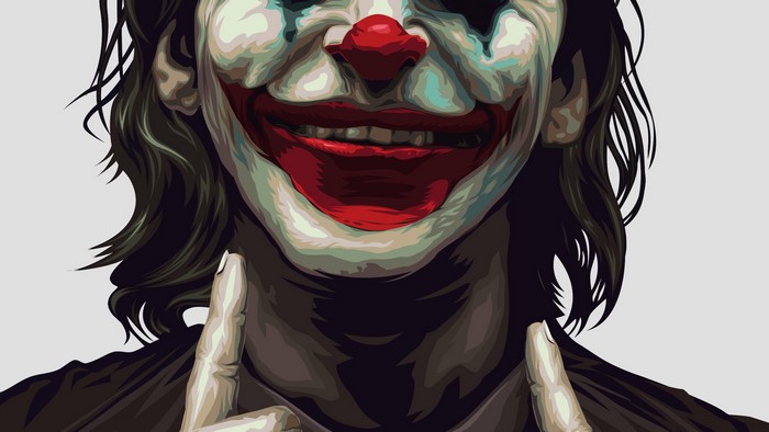 Joker artwork of Joaquin Phoenix smiling