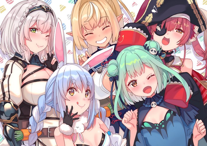 Hololive: Houshou Marine, Shirogane Noel, Usada Pekora, Shiranui Flare, Uruha Rushia