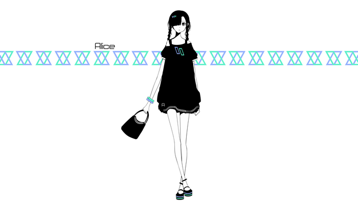 Alice with braids and handbag