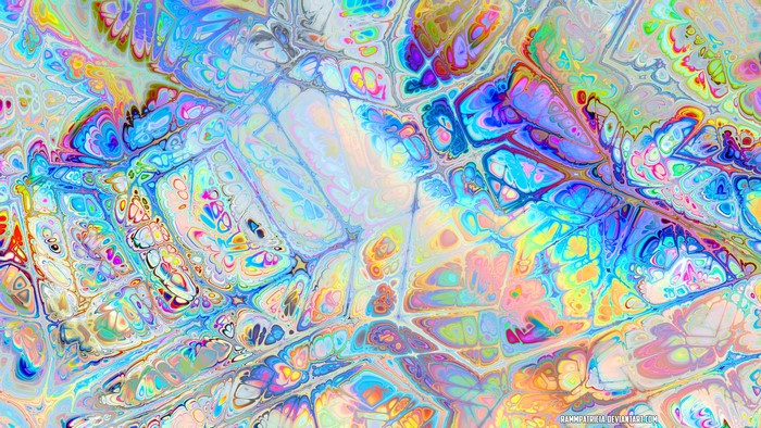 Abstract digital art with cyan and colorful patterns