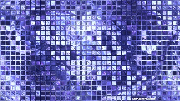 Abstract mosaic of purple and blue tiles